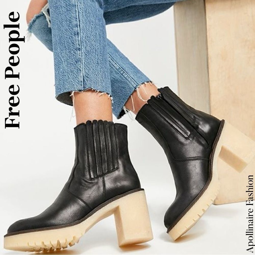 FREE PEOPLE JAMES CHELSEA BOOTS IN BLACK LEATHER SIZE 41 NWT